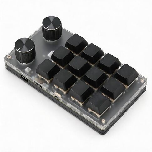Zunate Mini Keypad, Programmable Macro Keypad with Knob Design, Mechanical Gaming Keypad Wired USB Wireless Bluetooth Dual Mode, OSU Keyboard for Office Game Music (12 Keys with 2 Knobs) in Kuwait