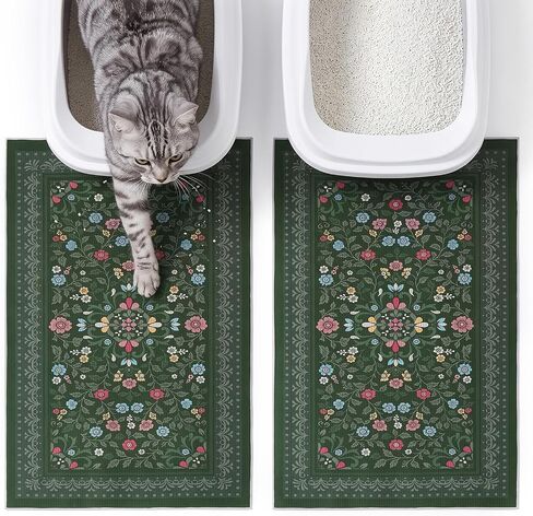 Bienbee Cat Litter Mat, 2 Pack 33" x 22" Machine Washable for Litter Boxes in Saudi Arabia