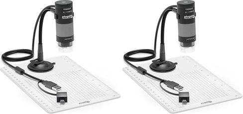 Plugable Digital Microscope with Flexible Arm Observation Stand Compatible with USB and USB-C Windows, macOS, ChromeOS, iPad (USB C), Android, Linux Systems (2MP, 250x Magnification) in Kuwait