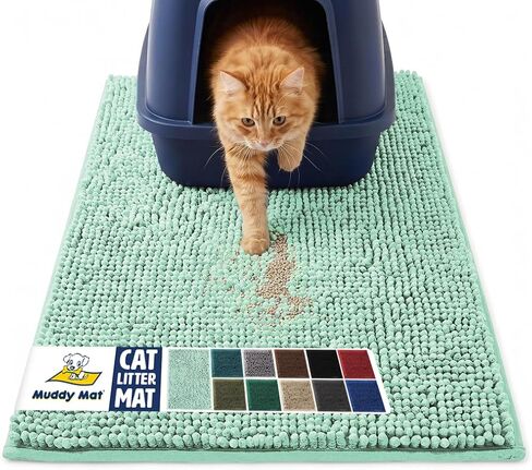 Muddy Mat® | Cat Litter Mat 18"x28", Litter Trapping Mat, Super Absorbent Scatter Control, Soft on Paws, Slip Resistant Washable Kitty Litter Mat, Traps Litter, Protects Floors, Charcoal in Saudi Arabia