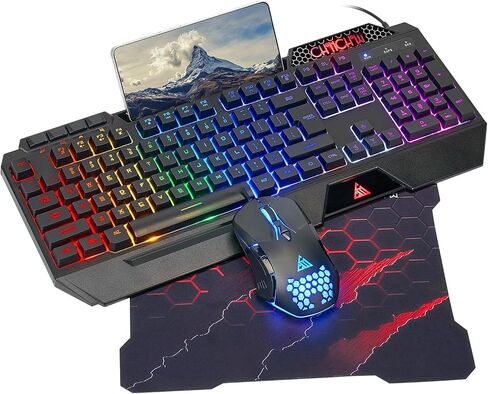 CHONCHOW 60% لوحة مفاتيح LED للألعاب RGB 68 مفتاحًا، لوحة مفاتيح سلكية مع 10 تأثيرات معدة مسبقًا، إحساس التبديل الميكانيكي، متوافق مع أجهزة الكمبيوتر الشخصية، Mac، Linux، Xbox one، PS4، PS5 in Kuwait