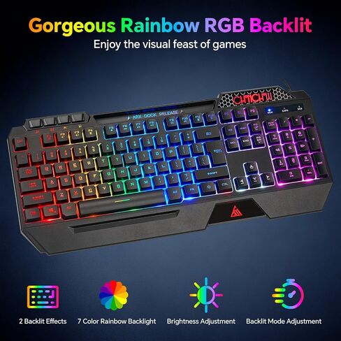 CHONCHOW 60% لوحة مفاتيح LED للألعاب RGB 68 مفتاحًا، لوحة مفاتيح سلكية مع 10 تأثيرات معدة مسبقًا، إحساس التبديل الميكانيكي، متوافق مع أجهزة الكمبيوتر الشخصية، Mac، Linux، Xbox one، PS4، PS5 in Kuwait