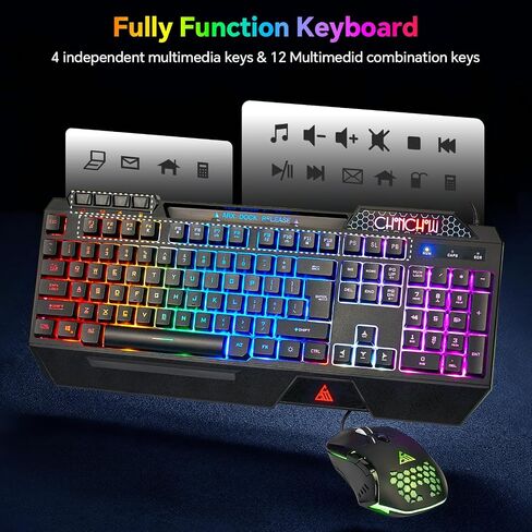 CHONCHOW 60% لوحة مفاتيح LED للألعاب RGB 68 مفتاحًا، لوحة مفاتيح سلكية مع 10 تأثيرات معدة مسبقًا، إحساس التبديل الميكانيكي، متوافق مع أجهزة الكمبيوتر الشخصية، Mac، Linux، Xbox one، PS4، PS5 in Kuwait
