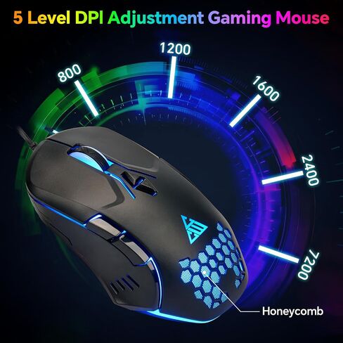 CHONCHOW 60% لوحة مفاتيح LED للألعاب RGB 68 مفتاحًا، لوحة مفاتيح سلكية مع 10 تأثيرات معدة مسبقًا، إحساس التبديل الميكانيكي، متوافق مع أجهزة الكمبيوتر الشخصية، Mac، Linux، Xbox one، PS4، PS5 in Kuwait