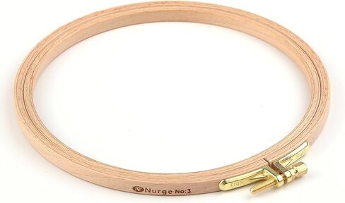 Nurge Premium Quality Beech Wood Embroidery Hoop, Cross Stitch Hoop with Gold Plated Adjustable Brass Screw for DIY Projects Ideal for Crafters,Beginners & Professionals - 6.3" Diameter & 0.31" Thick in Kuwait
