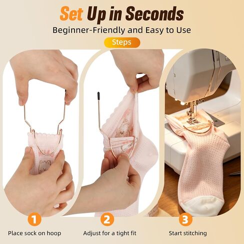 Hrboat Sock Hoop for Embroidery Machine, 3PCS Metal Sock Hooping Aid Set, 2 Large and 1 Small Positioning Frames for Adult Kids Baby Socks, Sleeves, Cuffs and Small Garment Embroidery in Kuwait