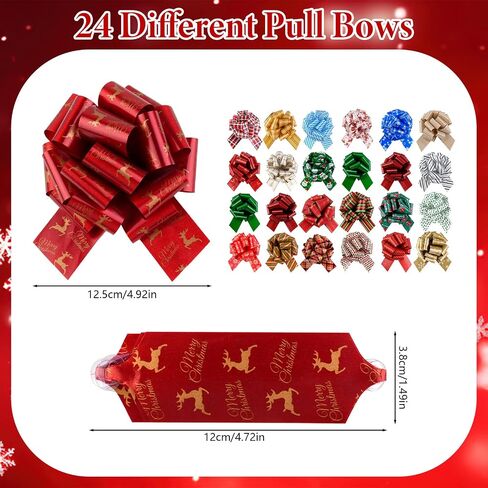24 PCS Christmas Bows for Gift Wrapping, 5-inch Large Gift Wrap Bows in Saudi Arabia