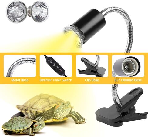 Turtle Basking Light (Cycle Timer), Tortoise Lamp UVA UVB Heat Bulbs -2 Pack 50W, 360°Rotatable Turtle UVA/UVB Basking Heat Light Bulb for Lizard, Beared Dragon in Saudi Arabia