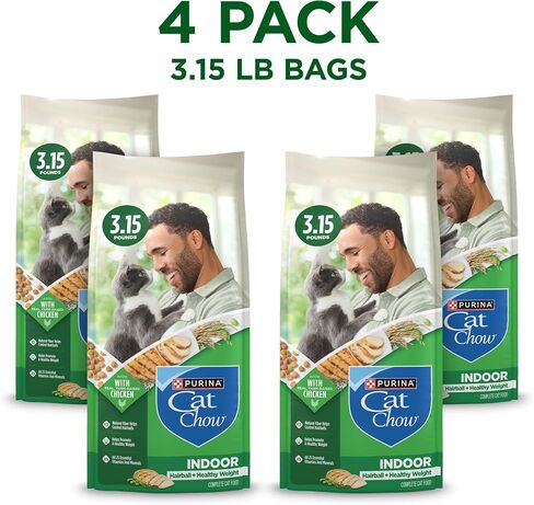 Purina Cat Chow Indoor Hairball + Healthy Weight Dry Cat Food, (4) 3.15 lb in Kuwait