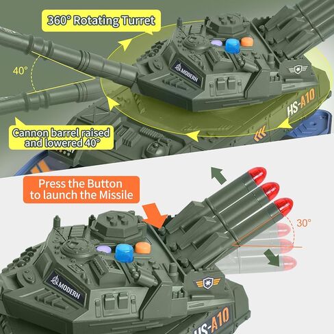 Youlechen 6-Piece Die-Cast Army Tank Set for Boys 3-6, with 8 Soldier Figures, Military Toys with Light & Sound, Launchable Missile Tanks in Kuwait