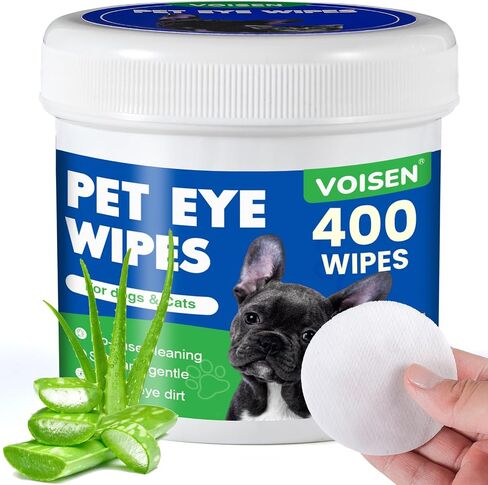 VOISEN 400Pcs Eyes Wipes for Dogs, Pet Tear Stain Remover Wipes in Saudi Arabia