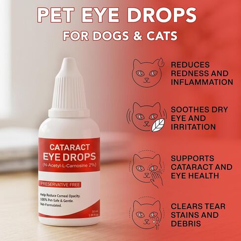 Eye Care Drops for Dogs & Cats – Supports Healthy Vision & Comfort, Preservative-Free, Natural Formula, 1.69 fl oz in Kuwait