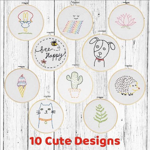 CraftLab Embroidery Kit for Kids - Beginner Sewing Kit with 10 Projects, Hoops, Thread, Patterns in Kuwait