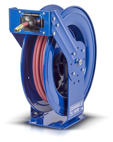 Coxreels TSH-N-450 Retractable Air, Water or Oil Hose Reel, T Series, ½" x 50’ Easy-Maintenance Design with Brass Swivel and Multi-Position Mount Arm -Heavy Duty Steel Construction, Made in USA, Blue in Kuwait