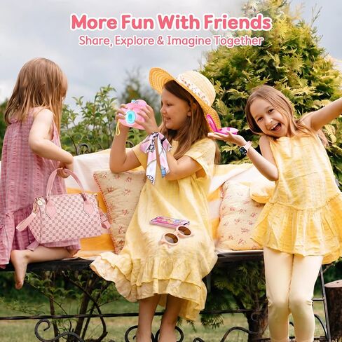 Play Purse for Little Girls, 32 Pcs Pretend Purse Set with Handbag, Animal Projector Camera, Toy Phone, Watch, Wallet & Make-up Accessories, Princess Toy, Birthday for Girl 3 4 6 Year in Kuwait