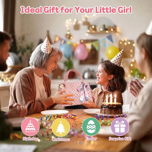 Play Purse for Little Girls, 32 Pcs Pretend Purse Set with Handbag, Animal Projector Camera, Toy Phone, Watch, Wallet & Make-up Accessories, Princess Toy, Birthday for Girl 3 4 6 Year in Kuwait