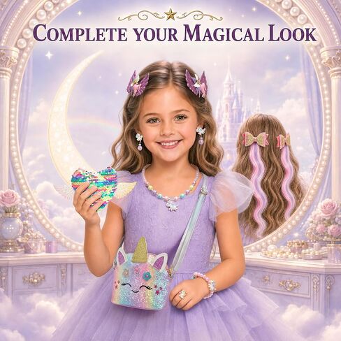 Unicorn Purse Set for Girls 3-8, 11-Piece Dress Up Toys and Birthday Gifts in Kuwait