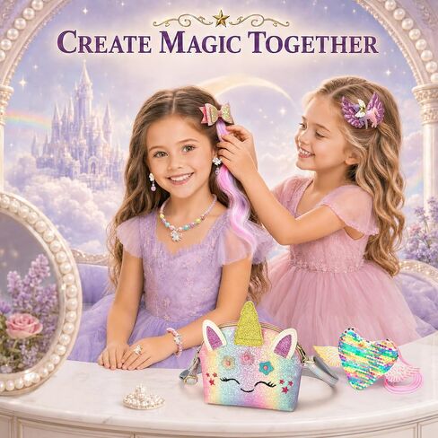 Unicorn Purse Set for Girls 3-8, 11-Piece Dress Up Toys and Birthday Gifts in Kuwait