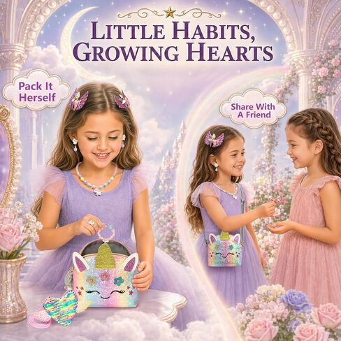 Unicorn Purse Set for Girls 3-8, 11-Piece Dress Up Toys and Birthday Gifts in Kuwait