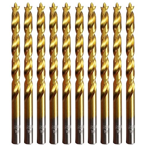 Hymnorq 3/16 Inch Black Nitride Coated High Speed Steel Jobber Length Twist Drill Bits Set of 10pcs, Fully Ground Technique, 135 Degree Split Point, for General Use in Wood Plastic and Soft Metal in Kuwait