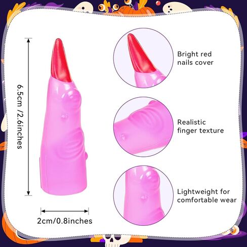HFATMOS Finger Pointers for Reading Glow in the Dark, Colorful Witch Finger Props for Halloween Cosplay Party Costume Masquerade Decorations (50) in Kuwait