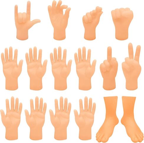 16 Pcs Tiny Finger Hands Mini Rubber Finger Puppets Realistic Little Hand Finger for Display, Desk Decoration, Photography Props, and Creative Projects in Saudi Arabia