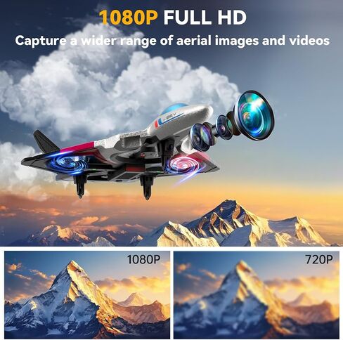 4DRC Foam Remote Control Airplanes RC Planes with 1080P Camera for Kids Adults 8-16, RC Airplane Fighter Jet with Light,Gravity Control, Auto-Follow, Trajectory Flight, One Key Take Off Easy to Fly in Saudi Arabia