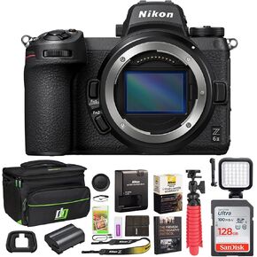 هيكل كاميرا Nikon Z6II بدون مرآة بإطار كامل بصيغة FX وفيديو بدقة 4K UHD 1659 مع حقيبة سفر Deco Gear + بطارية إضافية + مصباح LED للتصوير الفوتوغرافي + مجموعة برامج تحرير الصور والفيديو وملحقاتها in Kuwait