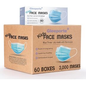 PURE GEM Premium Pack of 50 Masks Children's Size Single Use Disposable Kids Face Mask, Soft on Skin, Bulk Pack 3-Ply Masks in Saudi Arabia