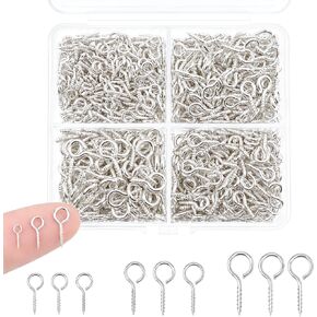 620PCS Small Eye Pins for Jewelry Making, 3 Sizes Silver Eye Hooks Screw Assortment with Storage Box, Tiny Eye Screws for Bead Charms, Keychains, and DIY Art Crafts in Kuwait