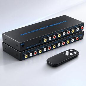 صندوق تبديل RCA 4 في 3 مخرج: 4 مخرج AV Splitter 3 مع جهاز تحكم عن بعد لتوزيع الصوت والفيديو، صندوق تحديد الصوت المركب للفيديو L/R لوحدات تحكم ألعاب DVD STB in Kuwait