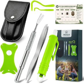 Tick Remover Tool Kit, 6-in-1 Professional Tick Removal for Dogs Cats Green in Kuwait