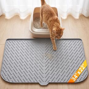 Large Cat Litter Mat, 34 x 22 Inch, Anti-slip Silicone Litter Box Mat, Gray in Saudi Arabia