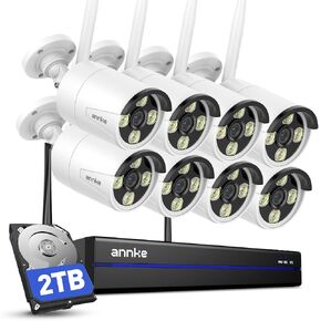 ANNKE 8CH H.265+ Security Camera System 3K Lite DVR with Mic/Audio, 4 X 1080P CCTV Camera with Dual Light for Outdoor Use, AI Human/Vehicle Detection, IP67 Weatherproof, 1TB Hard Drive Included in Saudi Arabia