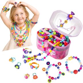 BIRANCO. Pop Beads, Jewelry Making Kit - Arts and Crafts for Girls 3-7 Years Old, Snap Beads Toys - Necklace, Bracelet, Ring Creative DIY Set - 520 pcs in Kuwait