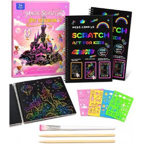 2 Pack Scratch Art Paper Notebooks Set: Arts and Crafts Supplies for Kids in Kuwait