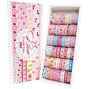 42 Rolls Bow Aesthetic Washi Tape Set with 10 Organizer Cards, Cute Pink Decorative Masking Tape for Journaling, Scrapbooking, Planners, Junk Journal, Gift Wrapping, DIY Crafts and Stationery Supplies in Kuwait