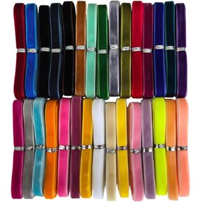 Chenkou Craft 30 Yards 1/8" (3mm) Velvet Ribbon Total 30 Colors Assorted Lots Bulk (Multicolored, 1/8"(3mm)) in Saudi Arabia