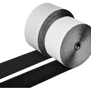 2 Inch x33 Feet Adhesive Hook and Loop Tape,Nylon Heavy Duty Tape Fasteners,Black Double Sided Self Adhesive Interlocking Tape Can Be Used to Fix Screen Window Sofa Cushions Carpet Wall Hanging in Kuwait