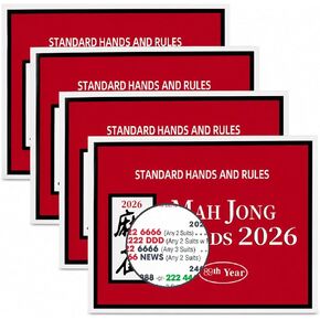 Mahjong Rule Cards 2026 Version - Large Print & Easy to Read, 4 Pack (Red) in Kuwait