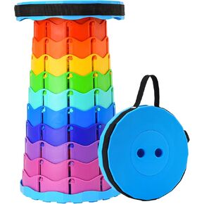 Doseno Collapsible Stool, Portable Stool, Collapsible Seat, Rainbow Color | Portable collapsible stool, 2.4 to 17.5 in retractable height. Foldable stool for fishing, hiking, BBQ and outdoor use. in Saudi Arabia