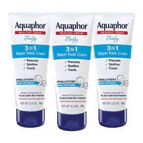 Aquaphor Baby Diaper Rash Cream, 3-in-1 Diaper Rash Relief, 3.5 Oz Tube, Pack of 3 in Kuwait