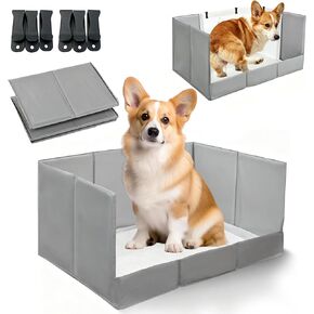 Dog Litter Box with High Walls, 22" Pee Pad Holder Foldable, Indoor Dog Potty Tray for Puppy Dogs, No Assembly, No Spill, Waterproof, Easy to Clean, Portable for Travel in Kuwait