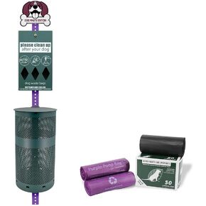 Zero Waste USA - Rust-Proof Dog Waste Station with Bags - Purple & Green in Saudi Arabia