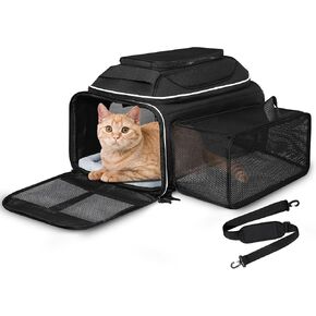 Petskd Top and Side Expandable Small Pet Carrier Airline Approved, Black in Kuwait