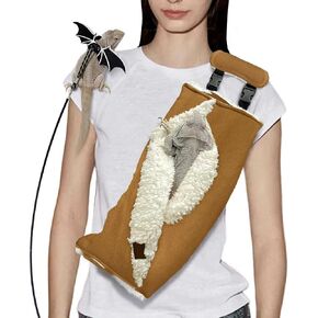 Adjustable Fluffy Bearded Dragon Sling Carrier Bag, Reptile Carrier with Leash Harness Lizard Cage Accessories for Small Animal, Ferrets, Squirrel, Hamsters,Parrot (Black) in Saudi Arabia