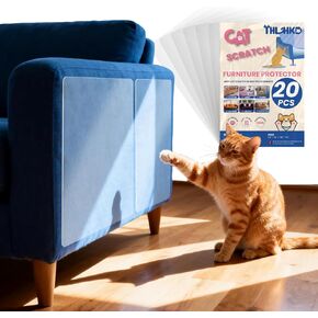 20PCS Cat Scratch Furniture Protector, Couch Protectors Tape from Cats Claws Scratching, Single Sided Clear Sticky Sheets Proof Clawing Sofa Corner Protection Cover Anti Scratch for Furniture in Kuwait