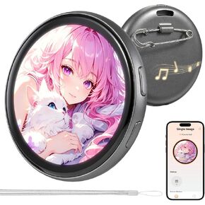 Digital Pin, Digital Badge with Audio Speaker & Touch Screen LED Display, Customizable Anime Style Wearable, Smart Button for Parties, Fan Events, Ita Bags, Cosplay and Fandoms（For <32MB MP4, Images） in Kuwait