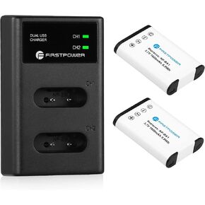 بطارية FirstPower NP-BX1/M8 عبوتين وشاحن USB مزدوج لجهاز Sony ZV-1 | متوافق مع سوني ZV-1 II، ZV-1F، Cyber-Shot DSC-RX100، RX100 II، RX100 III، RX100 IV، RX100 V، RX100 VI، RX100 VII، إلخ in Kuwait