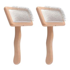 ‌2 Pcs Sturdy Wool Carders with Bamboo Handle (15 x 10.4cm/5.91 x 4.09inch) – Professional Needle Felting Tools for Wool Rugs, Coat Felting & Craft Projects in Kuwait
